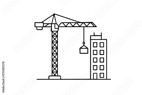 Construction crane and city block