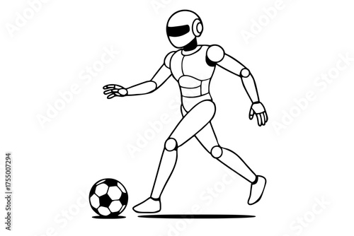 Robot running with ball playing football