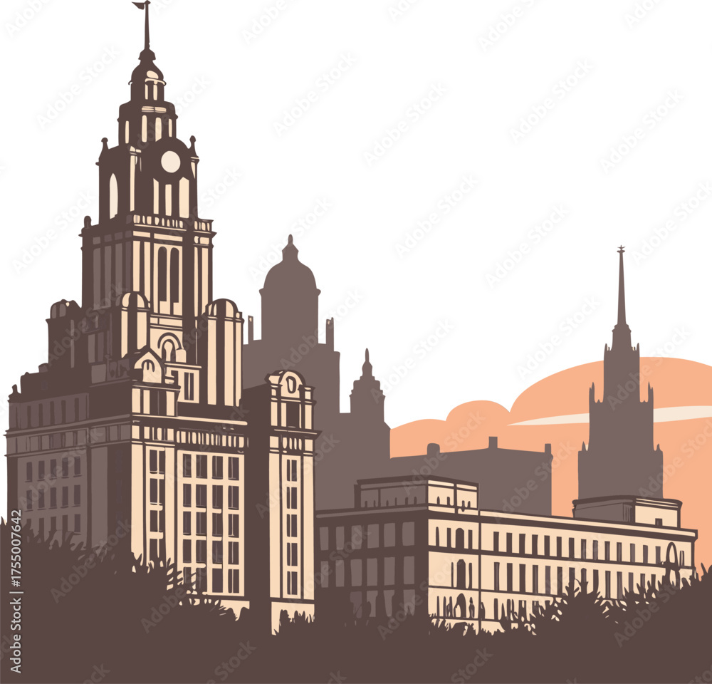 Obraz premium Modern city skyline illustration with geometric elements