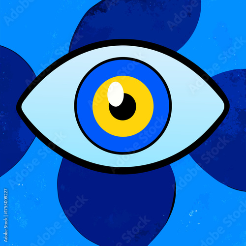 Sad Eye Icon with Smiley Face Pupil