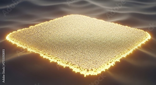 Illuminated square platform on wavy surface