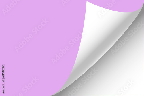 Blank page with curled edge corner and shadow, rolled up stickers set, peel banners, bent sheet, page curl with shadow on blank sheet