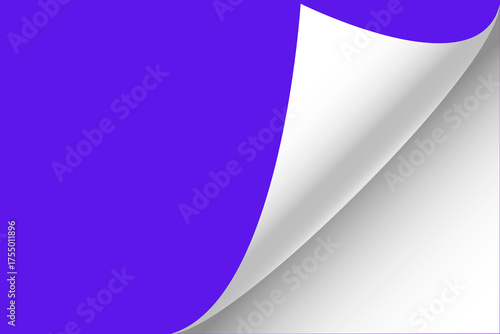 Blank page with curled edge corner and shadow, rolled up stickers set, peel banners, bent sheet, page curl with shadow on blank sheet