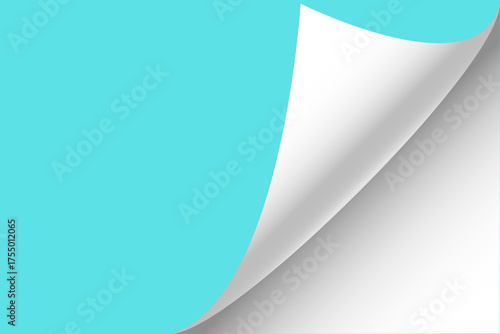 Blank page with curled edge corner and shadow, rolled up stickers set, peel banners, bent sheet, page curl with shadow on blank sheet