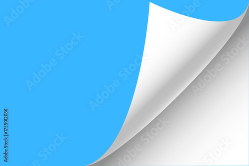 Blank page with curled edge corner and shadow, rolled up stickers set, peel banners, bent sheet, page curl with shadow on blank sheet