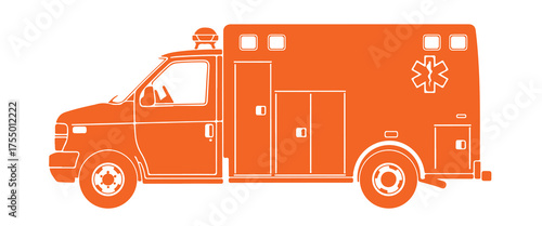 Orange Ambulance Vehicle Icon with Star of Life Emblem Keywords: ambulance, vehicle, emergency vehicle, medical transport, rescue