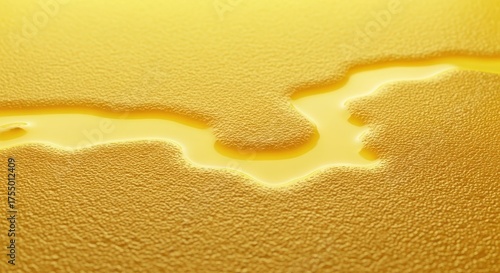 Close up of golden liquid on textured surface