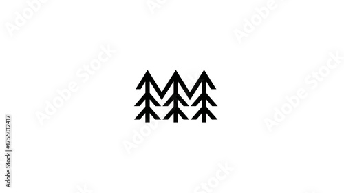 Three stylized fir tree icons in black against a clean white background. Minimalist design