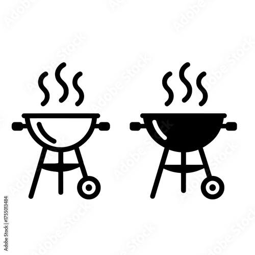 Black and White Barbecue Grill Icon Vector Illustration
 
 
 
