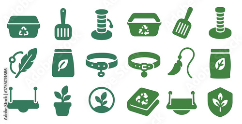 Recycling and sustainability icons set – solid, filled, eco-friendly symbols