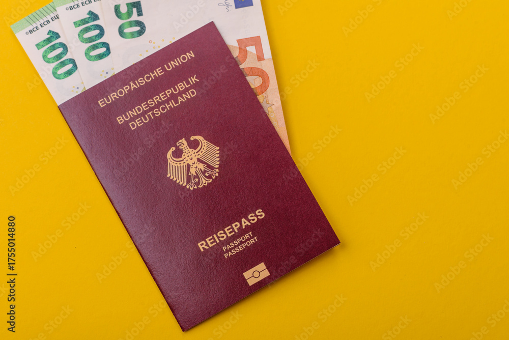Fototapeta premium German passport, German document for travelling, border crossing