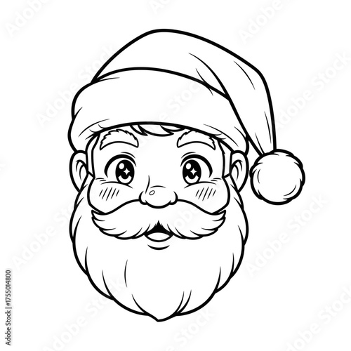Friendly Santa Claus face with cheerful eyes and bushy beard