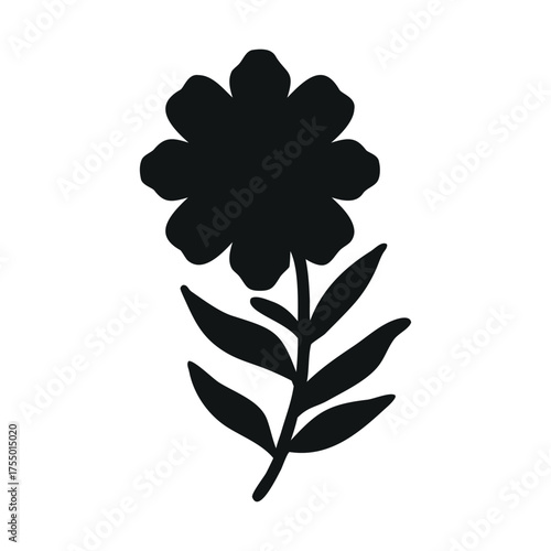 Silhouette Flower plant, Abstract botanical  wildflower, Vector illustration, Style for banners,icon, sticker, wallpaper, posters, websites, online shopping.