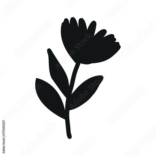Silhouette Flower plant, Abstract botanical  wildflower, Vector illustration, Style for banners,icon, sticker, wallpaper, posters, websites, online shopping.