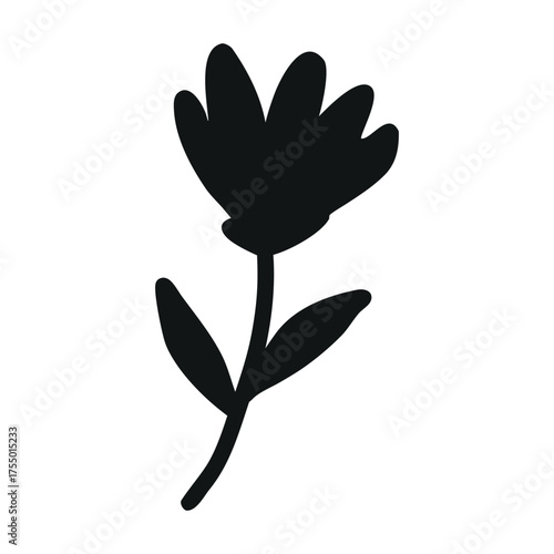 Silhouette Flower plant, Abstract botanical  wildflower, Vector illustration, Style for banners,icon, sticker, wallpaper, posters, websites, online shopping.