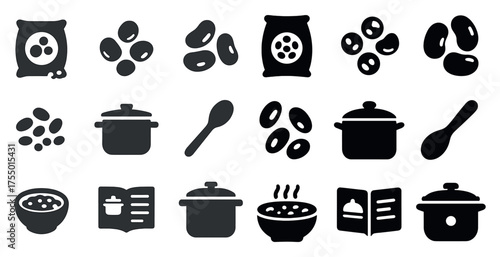 Cooking and kitchen silhouette icons set – solid, filled, culinary and cookware symbols