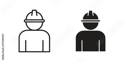 Worker icon in Line and Silhouette Icon Set. Isolated Vector Illustration.