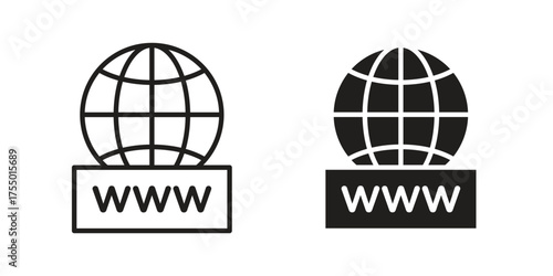 Website globe icon in Line and Silhouette Icon Set. Isolated Vector Illustration.