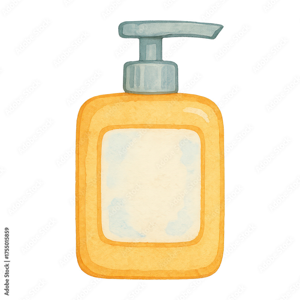 Obraz premium PNG Watercolor soap dispenser illustration.