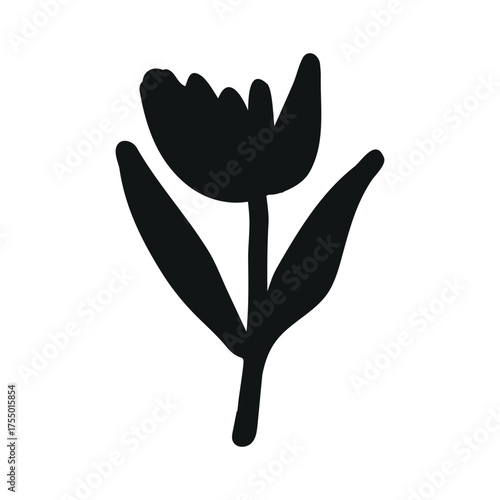 Silhouette Flower plant, Abstract botanical  wildflower, Vector illustration, Style for banners,icon, sticker, wallpaper, posters, websites, online shopping.