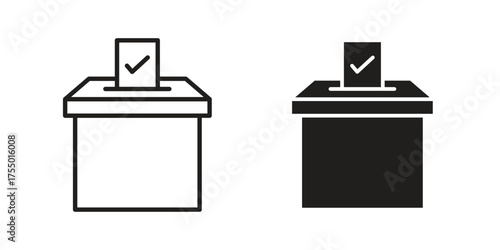 Voting icon in Line and Silhouette Icon Set. Isolated Vector Illustration.