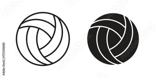 Volley ball icon in Line and Silhouette Icon Set. Isolated Vector Illustration.
