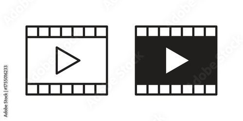 Video icon in Line and Silhouette Icon Set. Isolated Vector Illustration.