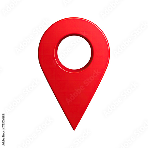 A glossy 3D rendered red location pin icon on a black background
