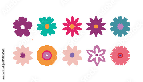 Colorful set of flowers. Abstract origami flowers design. Style for banners,icon, sticker, wallpaper, posters, websites, online shopping.Vector illustration design and creative idea,eps 10.