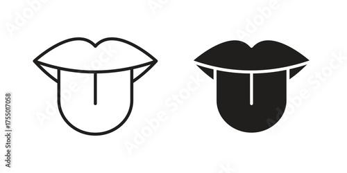Tongue icon in Line and Silhouette Icon Set. Isolated Vector Illustration.