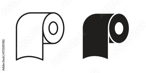 Toilet Paper icon in Line and Silhouette Icon Set. Isolated Vector Illustration.