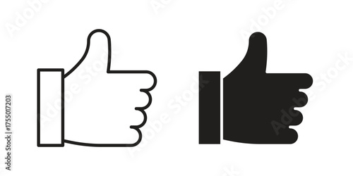 Thumb icon in Line and Silhouette Icon Set. Isolated Vector Illustration.