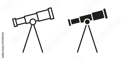 Telescope icon in Line and Silhouette Icon Set. Isolated Vector Illustration.