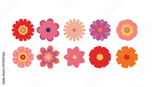 Colorful set of flowers. Abstract origami flowers design. Style for banners,icon, sticker, wallpaper, posters, websites, online shopping.Vector illustration design and creative idea,eps 10.