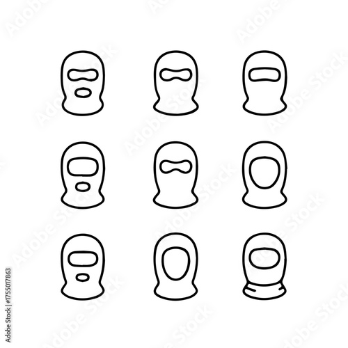 set of outline icons balaclavas vector on a white background
set of 9 line icons, vector, on a white background