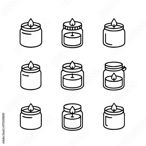 set of outline icons candles in jars vector on a white background
set of 9 line icons, vector, on a white background