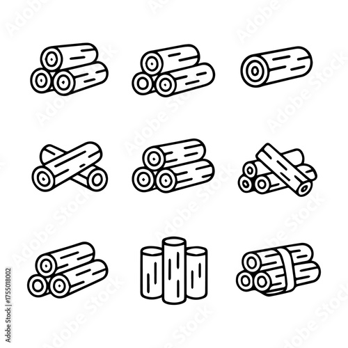 set of outline icons firewood vector on a white background
set of 9 line icons, vector, on a white background