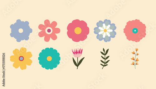 Colorful set of flowers. Abstract origami flowers design. Style for banners,icon, sticker, wallpaper, posters, websites, online shopping.Vector illustration design and creative idea,eps 10.