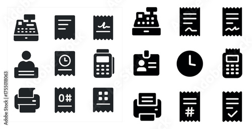 Retail and sales solid icons set – filled, business, commerce symbols