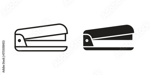 Stapler icon in Line and Silhouette Icon Set. Isolated Vector Illustration.