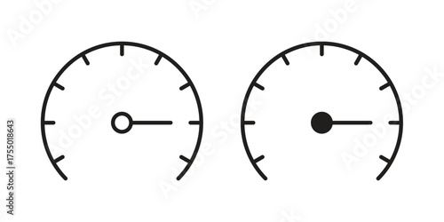 Speedometer icon in Line and Silhouette Icon Set. Isolated Vector Illustration.