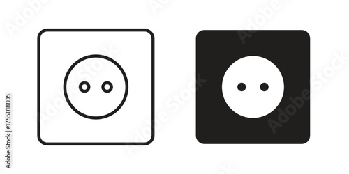 Socket icon in Line and Silhouette Icon Set. Isolated Vector Illustration.
