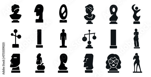 Modern sculpture silhouette icons set – art, abstract, contemporary design elements