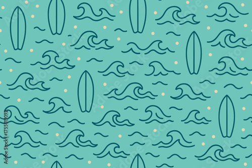 Colorful surfboard patterns create a lively seaside atmosphere for summer fun and relaxation