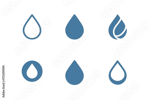 Hydration Logo Variations. Hydration. Set Logo of Hydration: water droplet. harmonious logo variations of the same emblematic concept, each with different