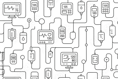 Continuous monitoring and intravenous setup in a healthcare environment for patient care