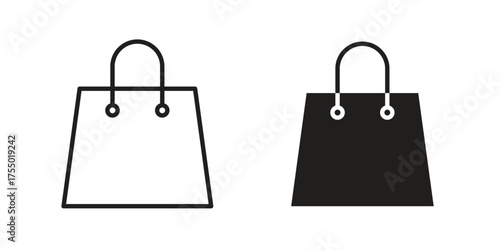 Shopping Bags icon in Line and Silhouette Icon Set. Isolated Vector Illustration.