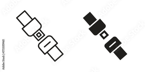 Seat Belt icon in Line and Silhouette Icon Set. Isolated Vector Illustration.