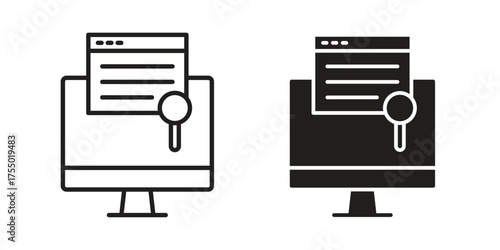 Search online icon in Line and Silhouette Icon Set. Isolated Vector Illustration.