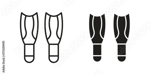 Scuba diving icon in Line and Silhouette Icon Set. Isolated Vector Illustration.